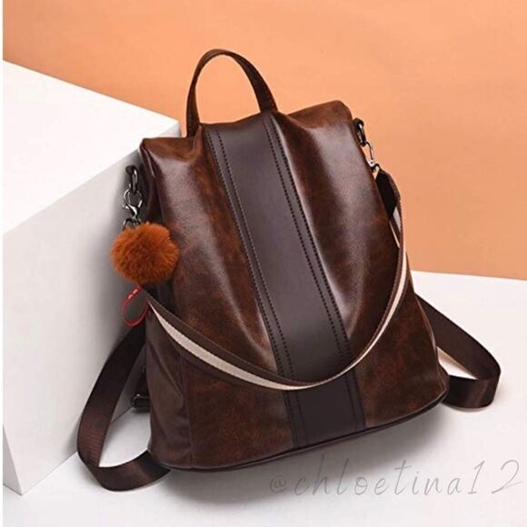 NEW Leather Anti-Theft Backpack - Picture 1 of 9